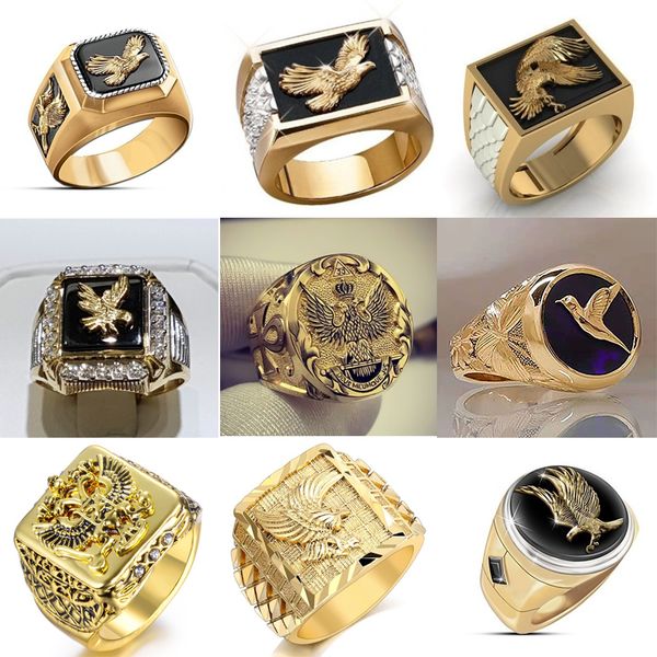 Группа кольца Eagle Collection! Доминирующие металлические орлиные мужские кольцо кольцо в стиле панк эмаль животных мужские кольца ювелирные украшения для рук размер 613 230410