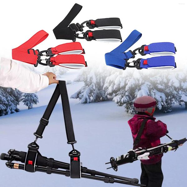 Sacos ao ar livre Ski Pole Carrier Strap Homens Mulheres para Snowboard Esquis Esportes Ombro Ajustável Equipamento de Esqui