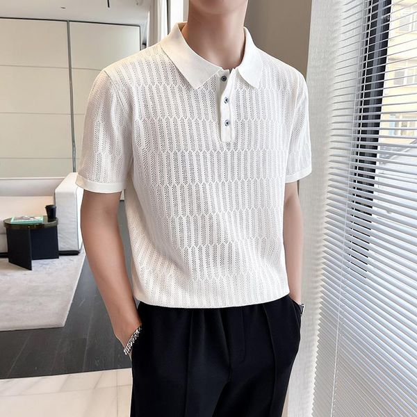 Polo da uomo Summer Business Casual Sport Chic Maschile Pullover Neat Capable Vintage Cut Button T-shirt Uomo Tinta unita Polo Top Uomo T48