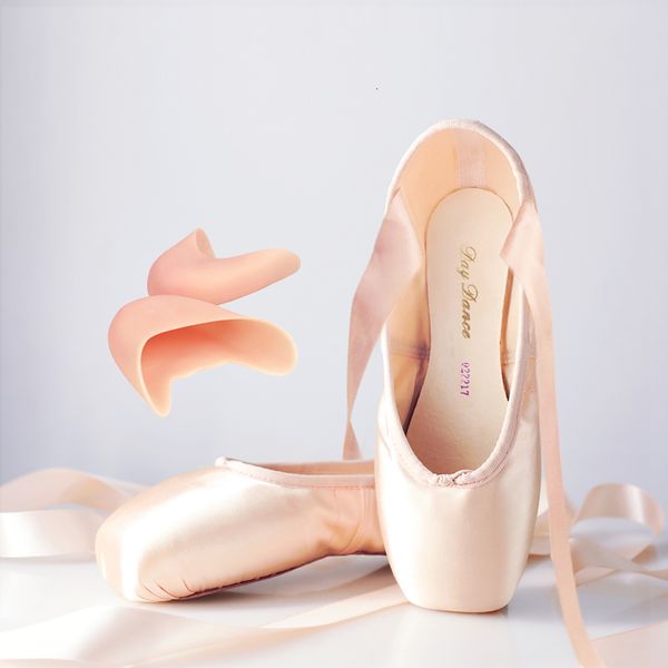 Professionelle 20 Pointe Dance Frauen Satin Pink Ballerina mit Silikonzeikissen Kinder Mädchen Ballettschuhe 230411 52402