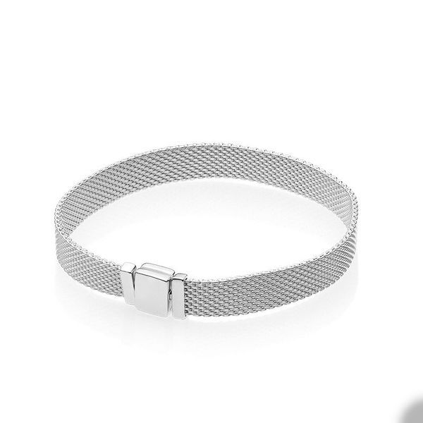 925 Pulseira de malha de prata esterlina para pulseiras de casamento de pulseira Pandora para mulheres Pulseiras de designer de cadeia de mão de mão de namorada com conjunto de caixas originais conjunto de caixas