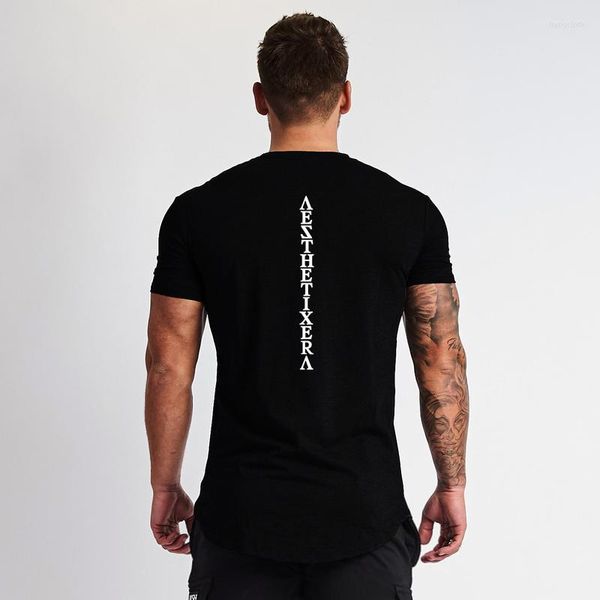 Erkek Tişörtleri 2023 Yaz Marka Spor Salyaçları T-Shirt Mens Fitness Pamuk İnce Fit Gömlek Erkekler Vücut İnşa Giyim Kas Tshirt