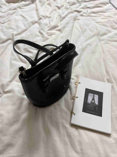 Сумки на плечо Винтажная кожаная черная сумка-мешок 2023 Fasion PU Хорошая простая и универсальная сумка через плечоcatlin_fashion_bags