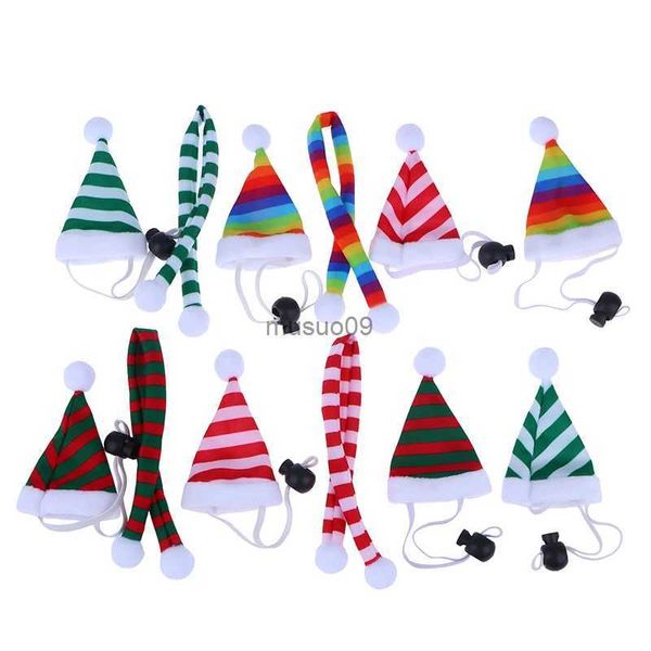 Decorações de Natal 1 conjunto Mini Color Christmas Cap Chapéu Cachecol Boneca Headwear Dollhouse Home Decor Pequeno Pet Caps Traje Natal Garrafa de Vinho DecorL231111