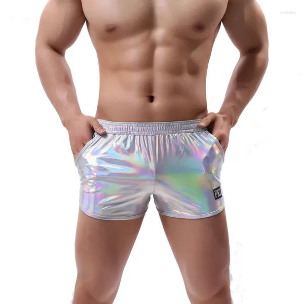 Underpants Atacado Sexy Men's Underwear Shorts Juventude Dourada Imitação De Couro Elástico Calças De Seda De Gelo Solta Montagem Grande Tamanho Boxer