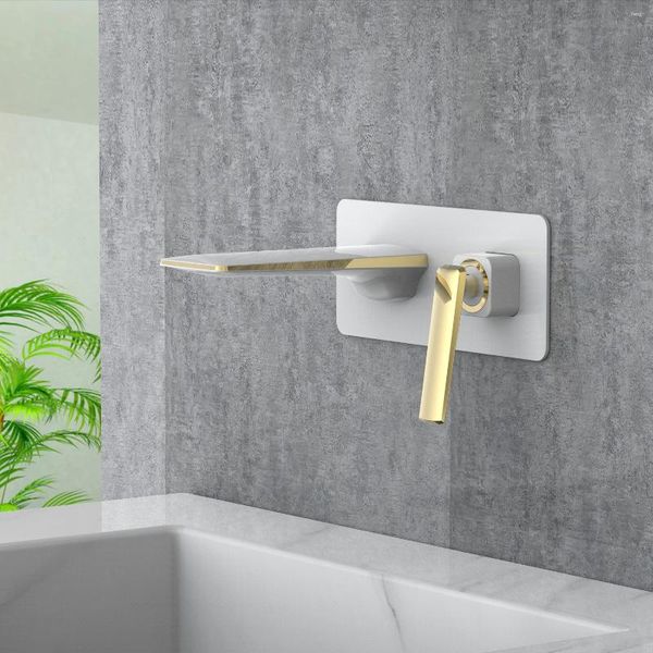 Rubinetti per lavandino del bagno Bellissimo rubinetto in ottone a parete di alta qualità Rubinetto per lavabo in oro bianco / nero / oro rosa / cromato Moda di lusso