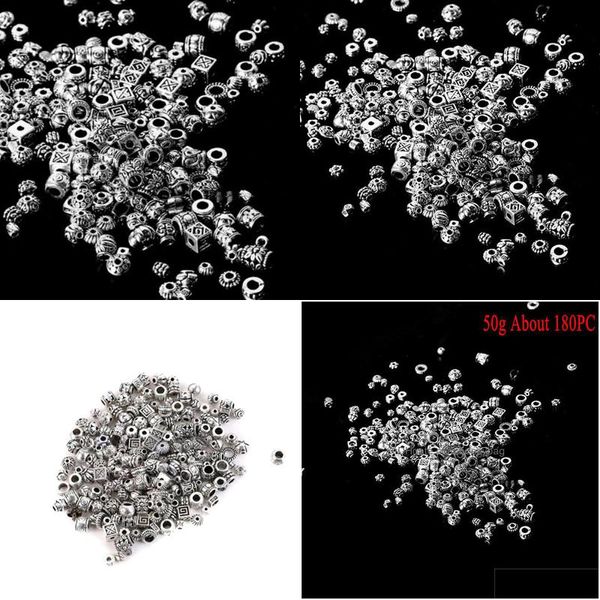 Ciondoli all'ingrosso misti circa 180 pezzi tibetani Sier antichi perline allentate perline distanziatori connettori gioielli fai da te che fanno risultati goccia Deliv Dhfcn