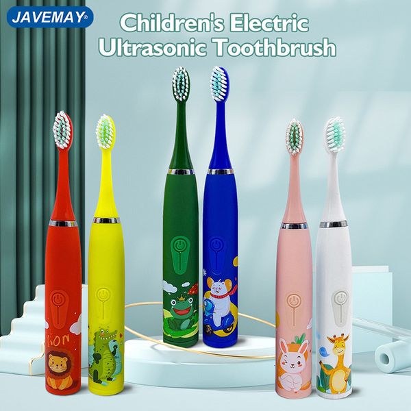 Padrão de desenho animado de escova de dentes de dentes para crianças com a escova de dente a cabeça ultrassônica da escova de dentes elétrica J259 230411
