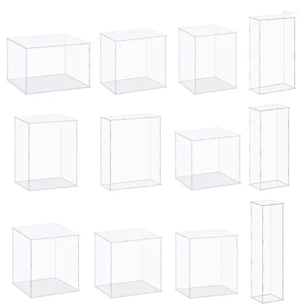 Placas decorativas caixa de exibição de acrílico caixa de armazenamento de plástico cubo montar transparente proteção à prova de poeira vitrine figuras colecionáveis brinquedos