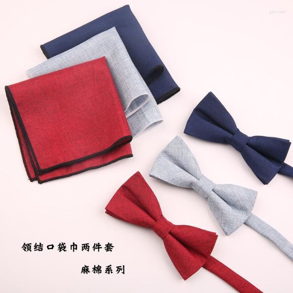 Krawatten Linbaiway Bowtie Männer Baumwolle Taschentuch Set Für Herren Business Hochzeit Fliege Kleid Einstecktuch Handtuch Individuelles Logo