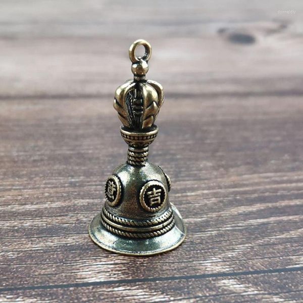 Portachiavi Regalo creativo Decorazione della casa Ciondolo Ottone Artigianato Pressofusione Goccia Campana Chiave Pulsante auto Vento Bronzo tibetano