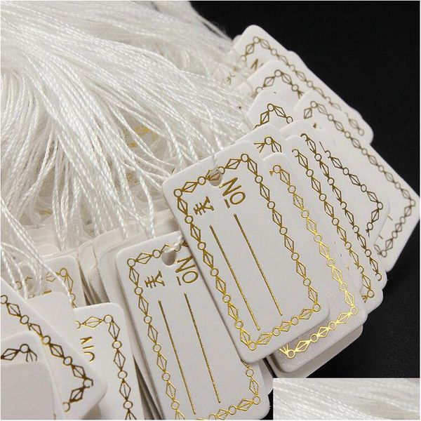 Business Signs 100Pcs/Lot Kraft Paper Tags Label Lage Note Addstring Diy Blank Price Hang Tag Gift Sier Gold Colors Drop Del Dhogo