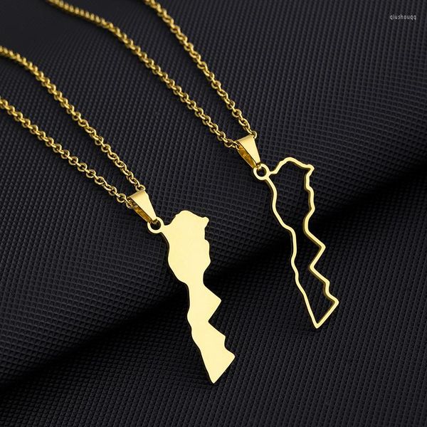 Подвесные ожерелья Hip Hop Morocco Map Ожерелье для женщин, мужчины, национальный день, подарок, нержавеющая stel без затухания, цвета золота, олшебники de moda 2023 mujer