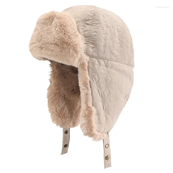 Berets Moda Faux Fur Chapéu para Mulheres Meninas Natural Bomber Caps Branco Engrossar Earflap Ear Protect Ski