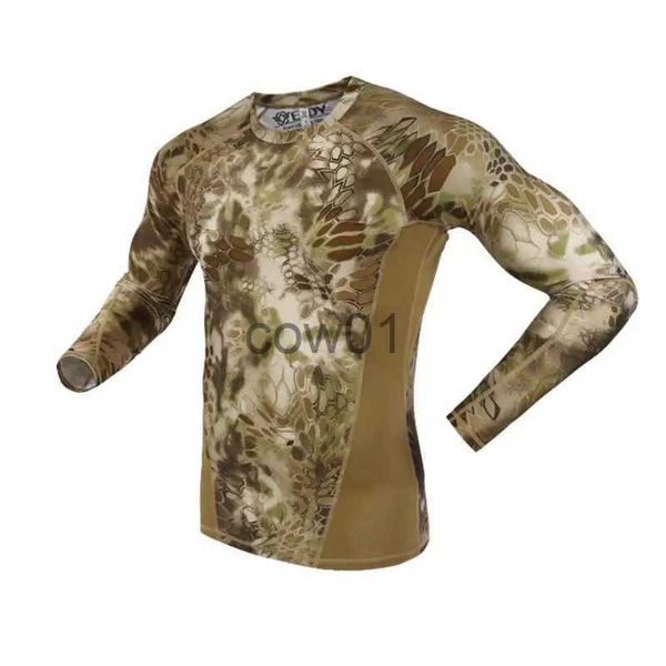 T-shirt da uomo Estate manica lunga militare T-shirt mimetica Uomo Tattico Esercito Combattimento T Shirt Quick Dry Camo Hunt Abbigliamento Casual O-Collo Tshir J231111
