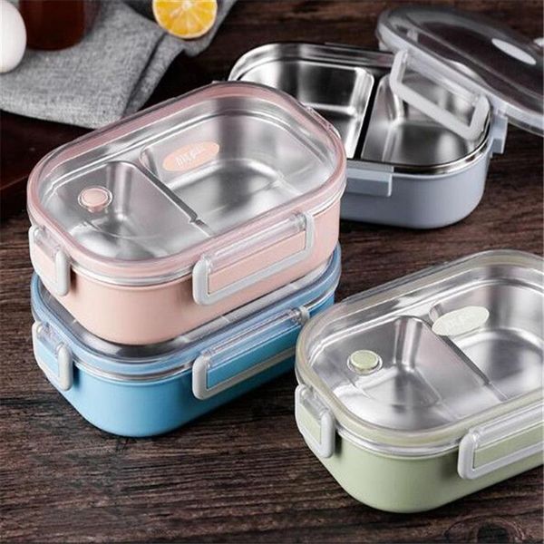 Lunch Box Thermos in acciaio inossidabile per bambini Set di borse grigie Bento Box Contenitore per alimenti termico a tenuta stagna in stile giapponese353k