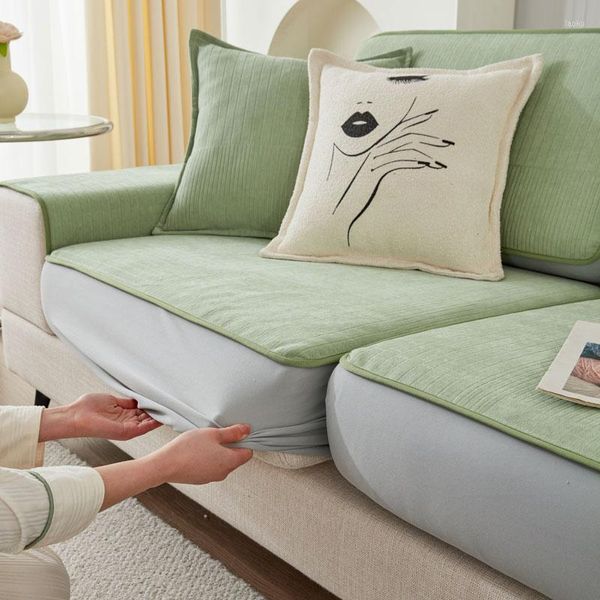 Coprisedie Coprisedile per divano in ciniglia spesso elastico Cuscino antiscivolo solido per 2 3 Fodera per divano Copertura completa Animali domestici