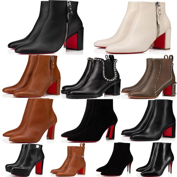 Знаменитые женские туфли-лодочки, ботильоны, Ziptotal, высокие каблуки, Италия, с острым носком, черные, белые, коричневые, дизайнерские, из телячьей кожи, для свадебной вечеринки, короткие ботильоны на массивном каблуке, коробка EU 35-43