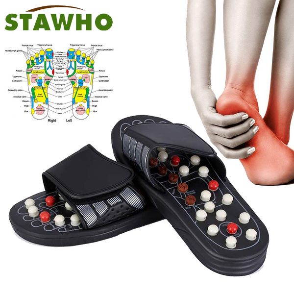 Massageador de pés de massagem chinelos de reflexologia terapia de acupuntura Sapatos de pedras de pedra sandália 230411