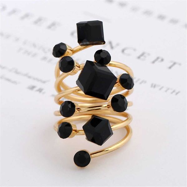 Anéis de banda Trendy Oversize Multi Stone Rings for Women Lady Lady Irregular Crystal Rhinestone Charm Open Ring Korean Gothic Jewelry P230411