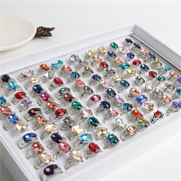 Anelli a grappolo all'ingrosso 20303650100pcslot Fashion Crystal Crystal Imition GEMSTONE GEMSTONE PER WOMES MIX COLORE GIOMETRICO GIOITÀ GIOITÀ GIOCO 230411