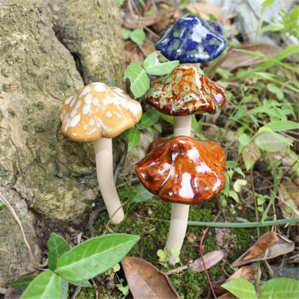 Bahçe Dekorasyonları 4x12cm Seramik Toadstools Mantar Peri Süsleme Yard Bitki Tencereleri Dekor