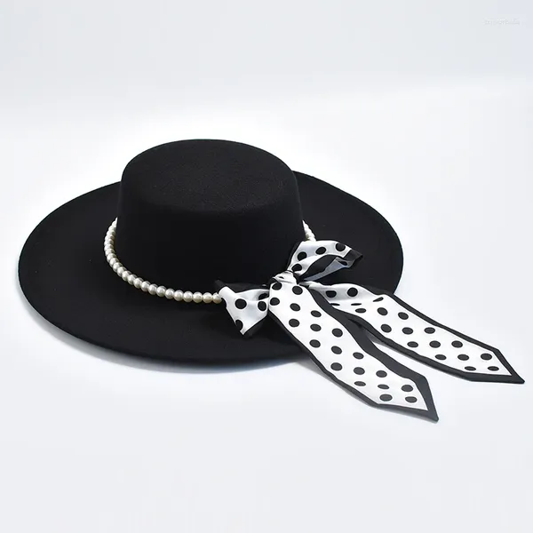 Berets Fedora Chapéus para Mulheres Estilo Francês 10cm de Aba Larga Chapéu de Inverno Casamento Feltro Jazz Sombreros de Mujer