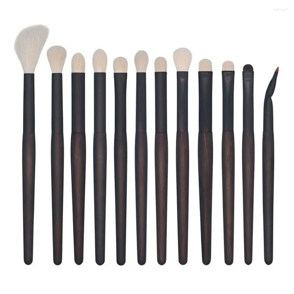 Pincéis de maquiagem B98 Professional Handmade Brush Set 12pcs Soft Saibikoho Cabra Cabelo Sombra Misturando Ébano Make Up Kit