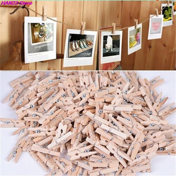 Bag Clips 50 piccolissime dimensioni minerali 25mm mini clip po in legno naturale decorazione del processo di rotazione dell'abbigliamento 230410