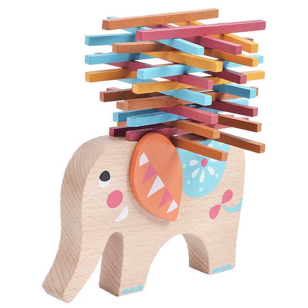 Trave di equilibrio con bastone colorato in legno greco Gioco di puzzle per bambini Giocattolo per famiglie genitore-figlio Trave di equilibrio con elefante, musica pieghevole