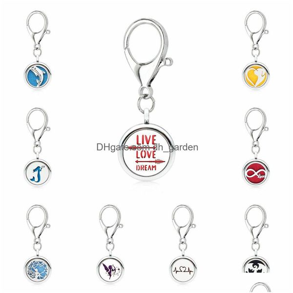 Chaveiros Live Love Dream Aroma Chaveiro Medalhão Óleo Essencial por Difusor com Forma de Coração Anel de Fecho de Lagosta 5 Pcs Pads Dr Dhgarden Dhljt