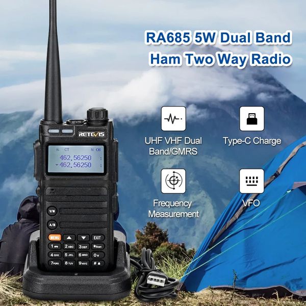 Diğer Spor Malzemeleri RAVIVIS RA685 Walkie Tallie Ham Twoway Radyo İstasyonları Uzun menzilli Walkietalkies Profesional UHF VHF USB Tip C Şarj Cihazı 5W 231110