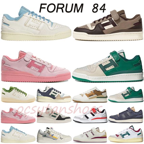 Frete Grátis Homens Mulheres Designer Forum 84 Low Bad Bunny Homens Sapatos Casuais 84s Branco Royal Azul Borgonha Vintage Preloved Blu Slide Branco Sapatilhas Treinadores