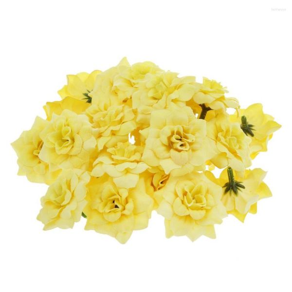 Dekorative Blumen Künstliche Blumenköpfe Rosenkopf Rosen Seide Gefälschtes Grün Handwerk Dekoration Dekor Bulk Faux Stemless Hochzeit Mini Blau