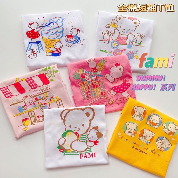 T-Shirts Tops Japan-Art-Mädchen-Kleidung Fami-Sommer-Junge-Baby-Baumwollweiches atmungsaktives nettes Superkurzarm-T-Shirt 230411