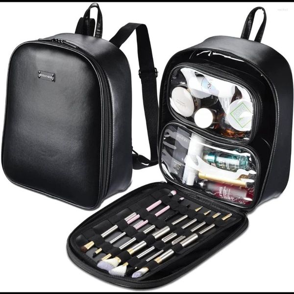 Коробки для хранения, 14-дюймовый профессиональный рюкзак для визажиста, косметичка на плечо, дорожный органайзер с прозрачными сумками