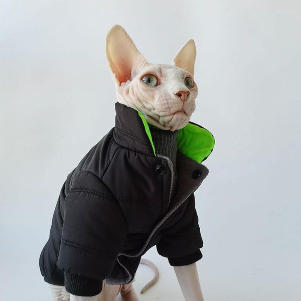 Costumi per gatti WMXZ Sphynx Hairless Decor Accessori Vestiti per animali domestici Autunno Inverno Parka Cappotto per cani in cotone felpato ispessito caldo