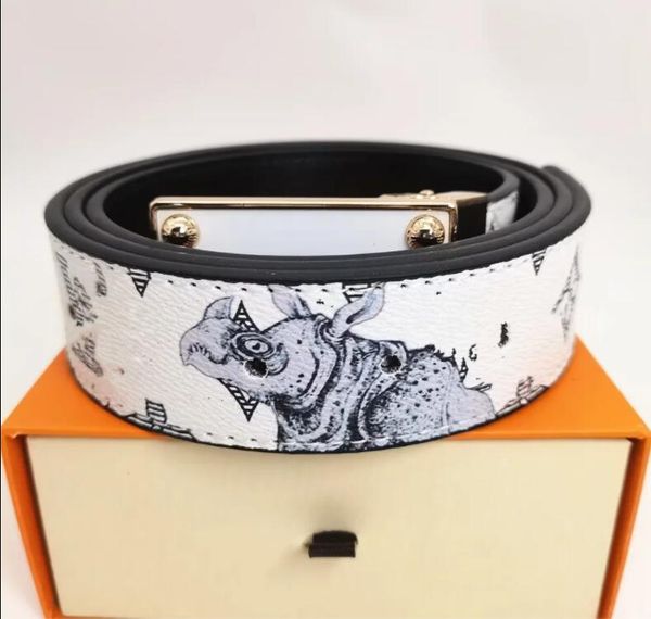 Moda Big Buckle Genuine Leather Belt Box Box Belts Men Women Mulheres de alta qualidade Novo masculino