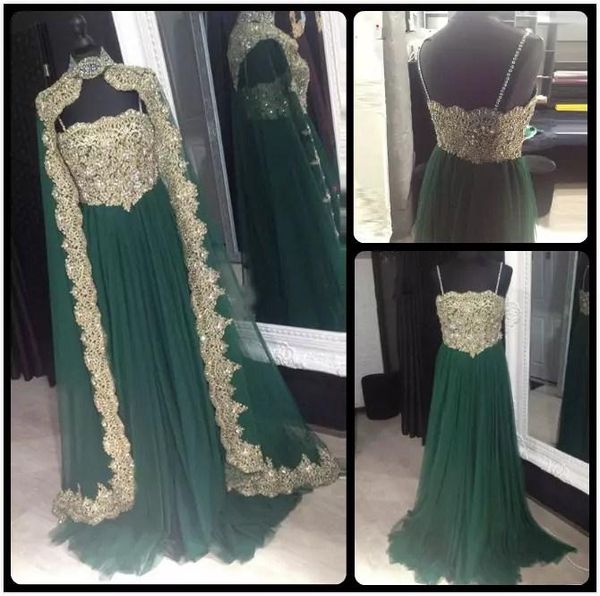 Abiti da festa 2023 Caftano marocchino Arabo Tulle Prom Appliques in pizzo dorato Avvolgere Due pezzi Abiti da sera da donna Robe De Fiesta