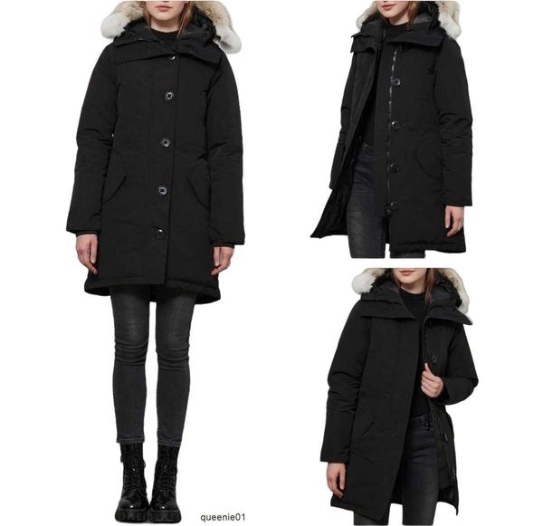 Piumino da donna in piuma d'oca da donna Parka elegante da donna invernale medio-lungo con cappuccio in vera pelliccia di lupo cappotti addensare imbottito caldo cappotto taglie forti Piumino donna