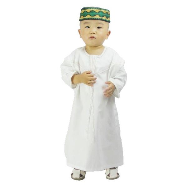 Abbigliamento etnico Bambini Musulmano Islamico Abaya Dubai Caftano Jubba Thobe Eid Mubarak Preghiera Bambino 1-3 Anni Ragazzi Vestaglie 70-100 CM