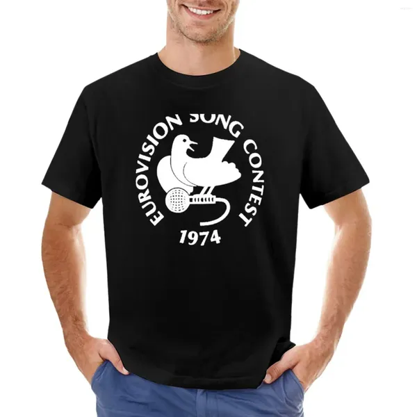 Erkek Polos Eurovision Şarkı Yarışması 1974 T-Shirt Ağır Tişörtler Grafik Gömlek Tezgahı Mens