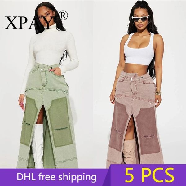 Saias 5 pcs atacado itens a granel lotes jeans irregulares para roupas femininas 2023 outono moda casual y2k streetwear x12482