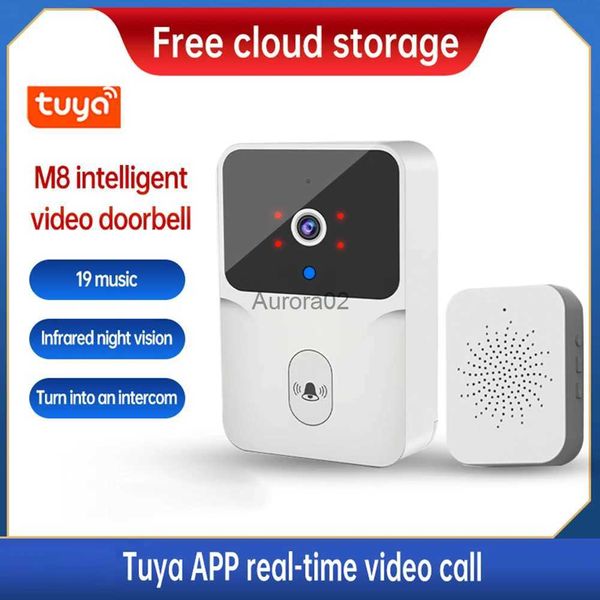 Дверные звонки Tuya Smart Wireless Doorbell HD Night Vision WIFI Видео дверной звонок Двусторонний аудио дверной звонок Камера дистанционного мониторинга для дома YQ231111