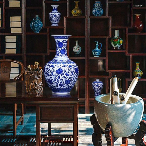 Vasen Porzellan Antik Blau Weiß Vase Wohnzimmer Fernsehschrank Dekoration Chinesischer Stil Home Blumentopf