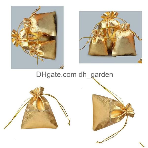 Мешочки для ювелирных изделий, сумки 100 шт./лот, позолоченные марлевые атласные сумки для ювелирных изделий, Dstring, органза, рождественские подарочные пакеты, упаковочная сумка 7X9 Dhgarden Dhtjl