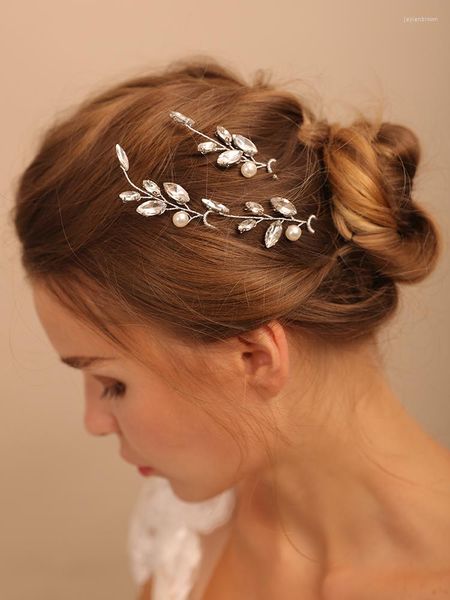 Başlıklar Basit Rhinestone 3pcs Saç Pençeleri Gümüş Gül Altın Kadınlar Saç parçaları Gelin Headdress Saç Tiaras Düğün Aksesuarları