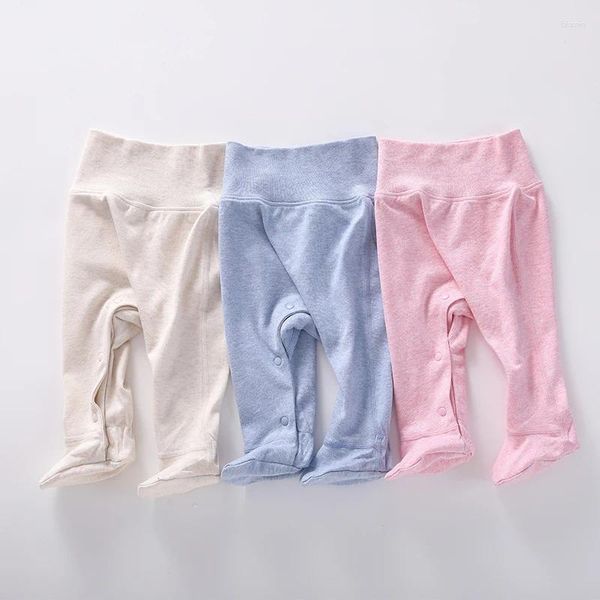 Hosen Baby Footed Hose Junge Mädchen Hohe Taille Leggings Frühling Herbst Baumwolle Lange Mit Knöpfen Einfache Windel Ändern Pyjamas Hosen