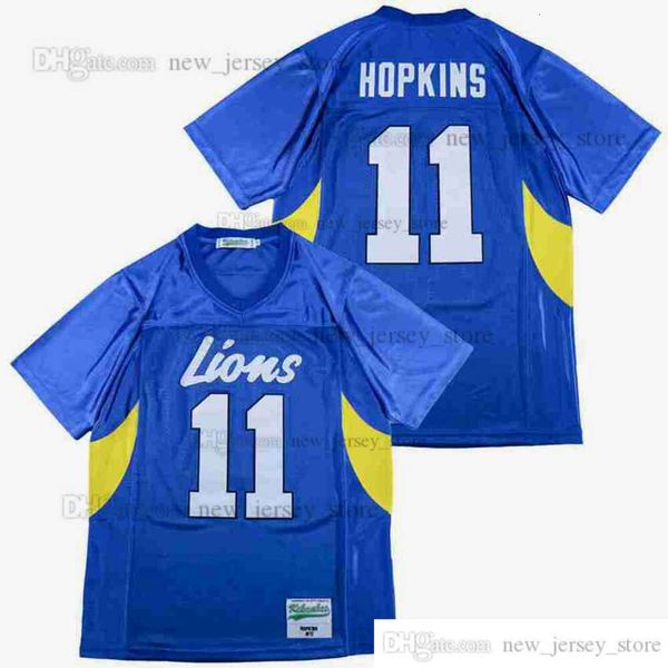 DIY Design Retro Filme # 11 DEANDRE HOPKINS HIGH SCHOOL Jersey Vermelho Branco Personalizado Costurado College Football Jerseys