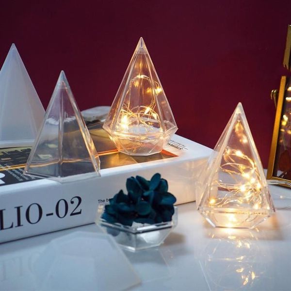 Moldes de cozimento DIY Cristal Epoxy Resina Molde Corte Diamante Caixa de Armazenamento Silicone Oco Bolo Decoração Ferramentas Party Supplies259J